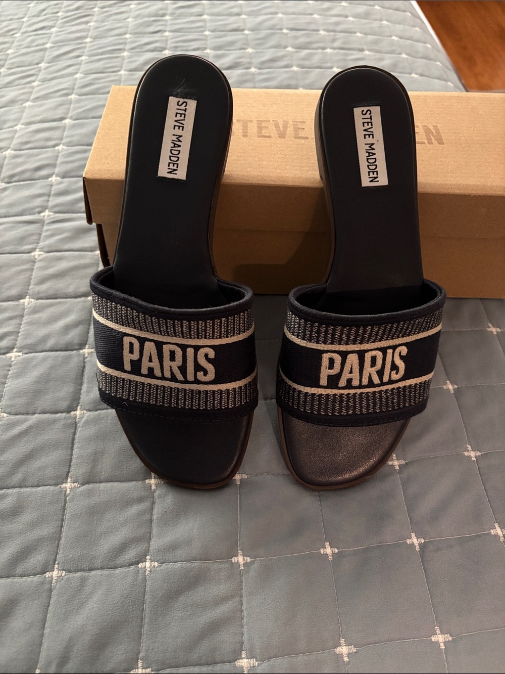 Steve Madden Navy  'PARIS' Slide Mules